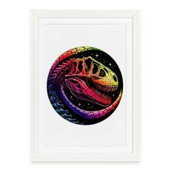 colorful dinosaur skeleton for dinosaur fans - Framed poster (27 × 37 cm) - white - Front