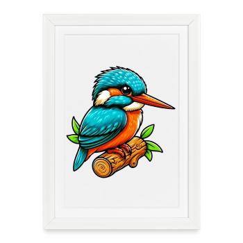 Kingfisher - Framed poster (27 × 37 cm) - white - Front
