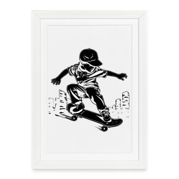 Garçon de skateboard - Affiche encadrée (27 × 37 cm) - blanc - Devant