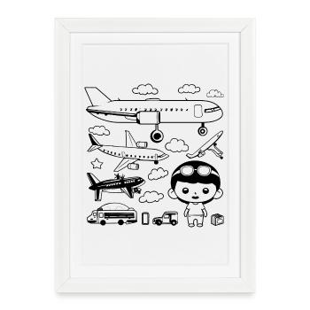 Avions de dessins animés - Affiche encadrée (27 × 37 cm) - blanc - Devant