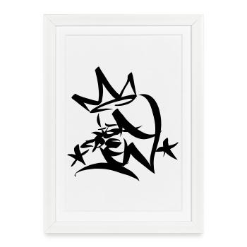 Tag graffiti JGA Crew King 01 1C - Affiche encadrée (27 × 37 cm) - blanc - Devant