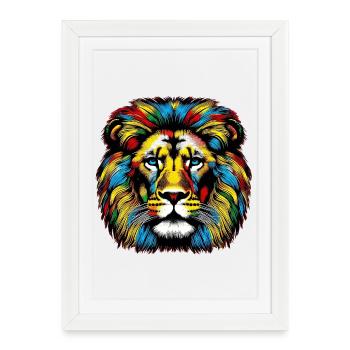 Lion - Affiche encadrée (27 × 37 cm) - blanc - Devant