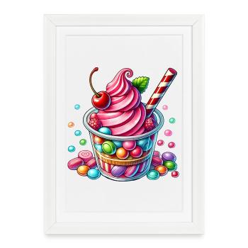 Pleasure for the Senses: Candy Milkshake Mug - Framed poster (27 × 37 cm) - white - Front