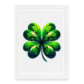 Trèfle à quatre feuilles - Affiche encadrée (27 × 37 cm) - blanc - Devant