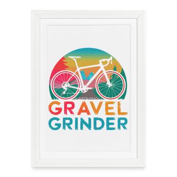 Découvert de la moto Gravel Grinder - Affiche encadrée (27 × 37 cm) - blanc - Devant