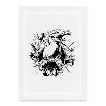 Mouette esquissée - Affiche encadrée (27 × 37 cm) - blanc - Devant