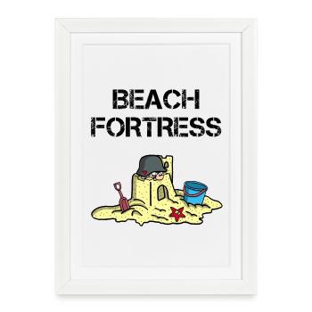 Beach Fortress - Framed poster (27 × 37 cm) - white - Front