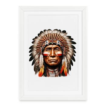 Amérindien Américain - Affiche encadrée (27 × 37 cm) - blanc - Devant