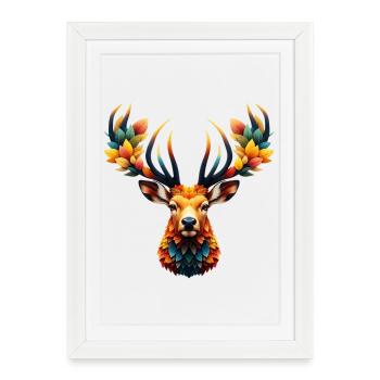 Cerf - Affiche encadrée (27 × 37 cm) - blanc - Devant