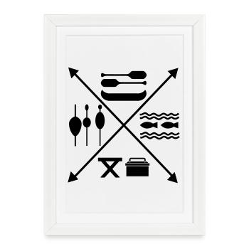 Pêche - Affiche encadrée (27 × 37 cm) - blanc - Devant