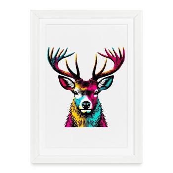 Cerf - Affiche encadrée (27 × 37 cm) - blanc - Devant