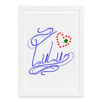 Lulu avec cœur et trèfle - Affiche encadrée (27 × 37 cm) - blanc - Devant