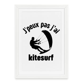 Kitesurf, kiteboarding, fan de kitesurf - Affiche encadrée (27 × 37 cm) - blanc - Devant