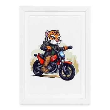 Tiger Motorcyclists - Framed poster (27 × 37 cm) - white - Front
