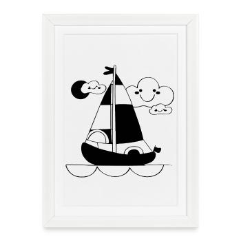 Style de dessin animé à la voile - Affiche encadrée (27 × 37 cm) - blanc - Devant