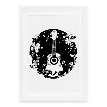 Ukulélé Style BD - Affiche encadrée (27 × 37 cm) - blanc - Devant