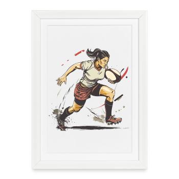 Joueuse de rugby - Affiche encadrée (27 × 37 cm) - blanc - Devant