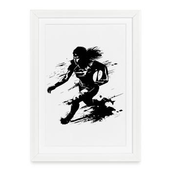 Joueur de rugby - Affiche encadrée (27 × 37 cm) - blanc - Devant