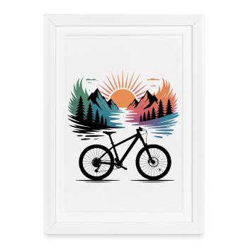 Sunset Ridge Bike Panorama - Framed poster (27 × 37 cm) - white - Front