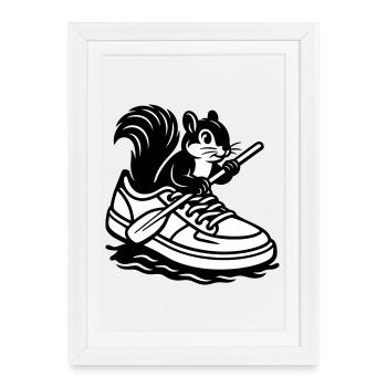Squirrel in sneakers! - Framed poster (27 × 37 cm) - white - Front