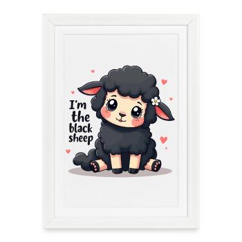 Je suis le mouton noir – et j’en suis fier ! - Affiche encadrée (27 × 37 cm) - blanc - Devant