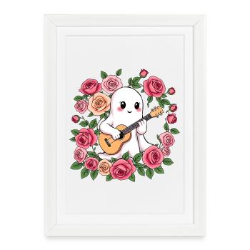 Ghost joue de la guitare - Affiche encadrée (27 × 37 cm) - blanc - Devant