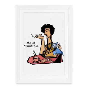 Club de philosophie Blue Cat - Affiche encadrée (27 × 37 cm) - blanc - Devant