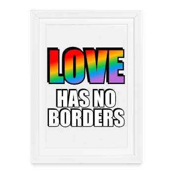 Rainbow Love n’a pas de frontières Gay Pride Merch - Affiche encadrée (27 × 37 cm) - blanc - Devant
