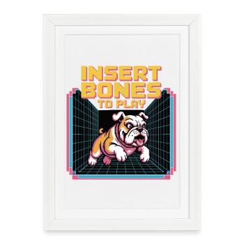 Retro Bulldog Gamer Insert Bones - Framed poster (27 × 37 cm) - white - Front