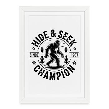 Bigfoot Hide And Seek Champion Retro - Framed poster (27 × 37 cm) - white - Front