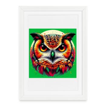 Eule - Gerahmtes Poster (27 × 37 cm) - Weiß - Vorne