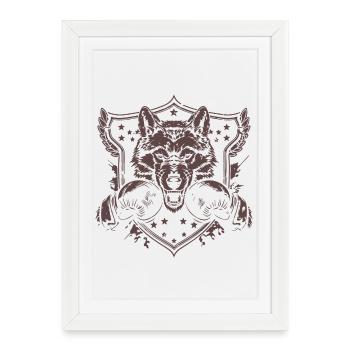 Boxer loup - Affiche encadrée (27 × 37 cm) - blanc - Devant