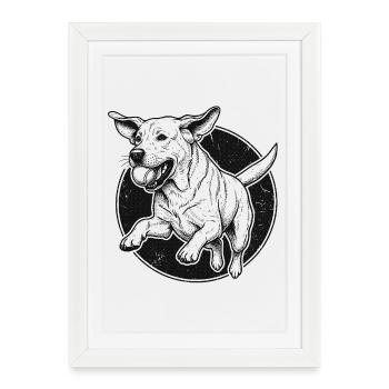 Leaping Labrador - Vintage Design - Framed poster (27 × 37 cm) - white - Front