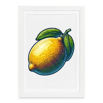Bright lemon and green leaves - Framed poster (27 × 37 cm) - white - Front