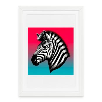 zèbre - Affiche encadrée (27 × 37 cm) - blanc - Devant
