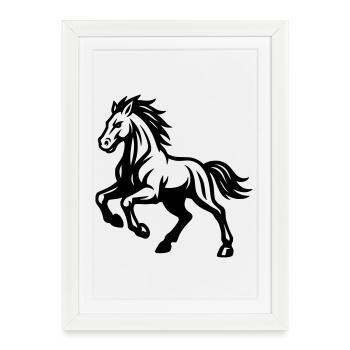 Cheval - Affiche encadrée (27 × 37 cm) - blanc - Devant