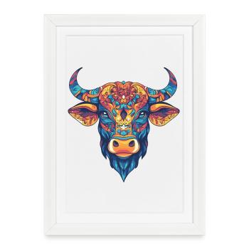 Bull Colorful - Framed poster (27 × 37 cm) - white - Front