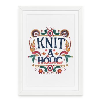 Accro à la maille - Affiche encadrée (27 × 37 cm) - blanc - Devant