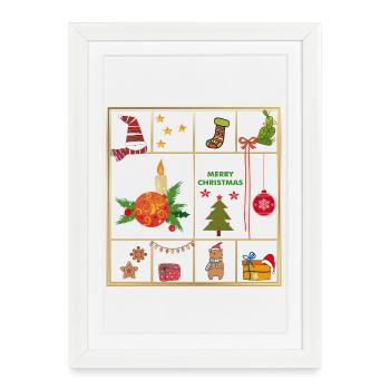 Collage de Noël - Affiche encadrée (27 × 37 cm) - blanc - Devant