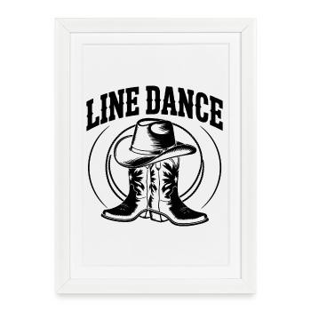 Danse en ligne Country Western Motif - Affiche encadrée (27 × 37 cm) - blanc - Devant