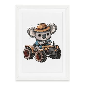 Éleveur de tracteurs koala - Affiche encadrée (27 × 37 cm) - blanc - Devant