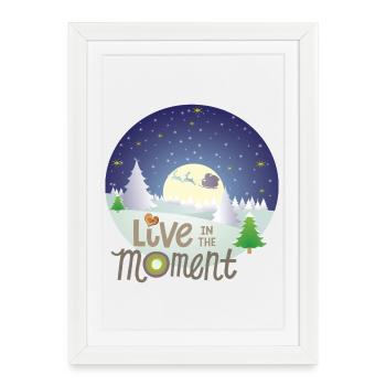 La magie hivernale Vivre dans l’instant - Affiche encadrée (27 × 37 cm) - blanc - Devant
