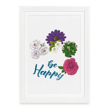 Sois heureux - Affiche encadrée (27 × 37 cm) - blanc - Devant