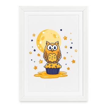 Moonlight Owls Cupcake - Framed poster (27 × 37 cm) - white - Front