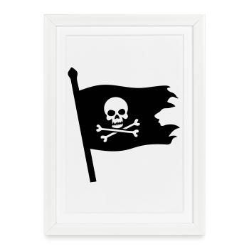 Le Crâne de Pirate Jolly Roger - Affiche encadrée (27 × 37 cm) - blanc - Devant