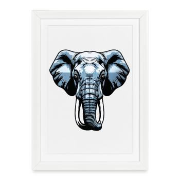 Blue Elephant Head Vector - Framed poster (27 × 37 cm) - white - Front