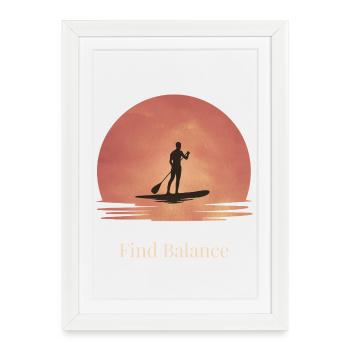 Sunset SUP – Tranquillité sur l’eau - Affiche encadrée (27 × 37 cm) - blanc - Devant
