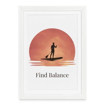 Sunset SUP – Tranquillité sur l’eau - Affiche encadrée (27 × 37 cm) - blanc - Devant