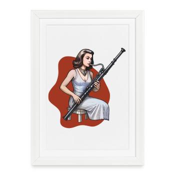 CLARINETIST  #1 - sound & vision - Affiche encadrée (27 × 37 cm) - blanc - Devant