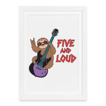 Five And Loud Sloth Rocker - Framed poster (27 × 37 cm) - white - Front